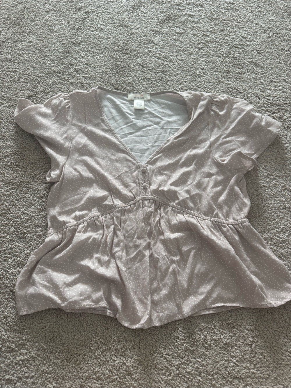 Light Mauve Polka Dot Peplum Top - Women's